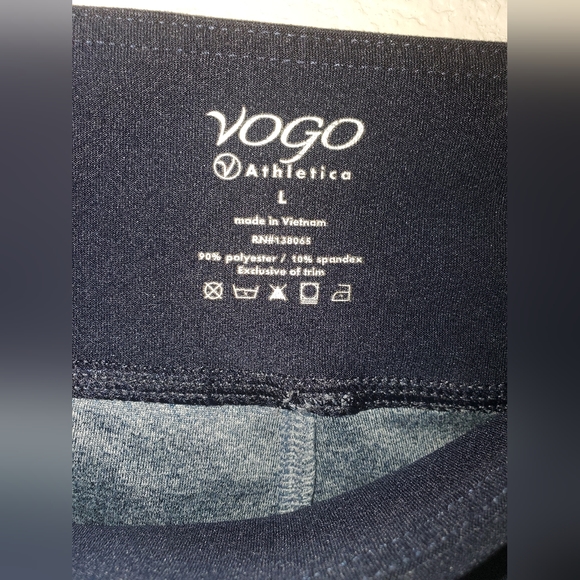 Vogo Athletica Sheer/Mesh Panel Leggings in Navy & Heather Blue - Picture 5 of 8